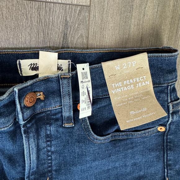 Madewell The Petite Perfect Vintage Jean WMNS 27P Lurkspar Wash Tapered Stretch - Picture 5 of 8